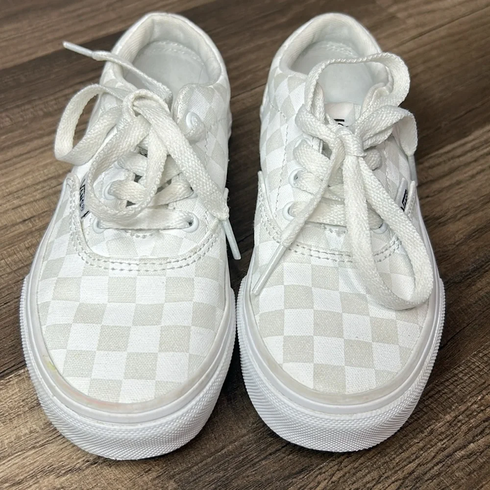 Vans Kids White Checkered Sneakers
